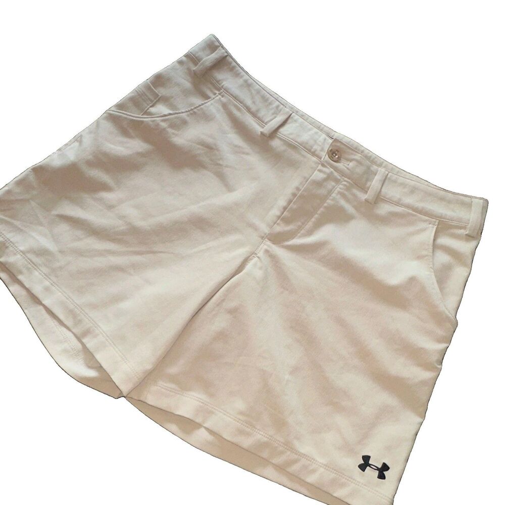 Under Armour Womens Golf Shorts White Performance Stretch Flat Front